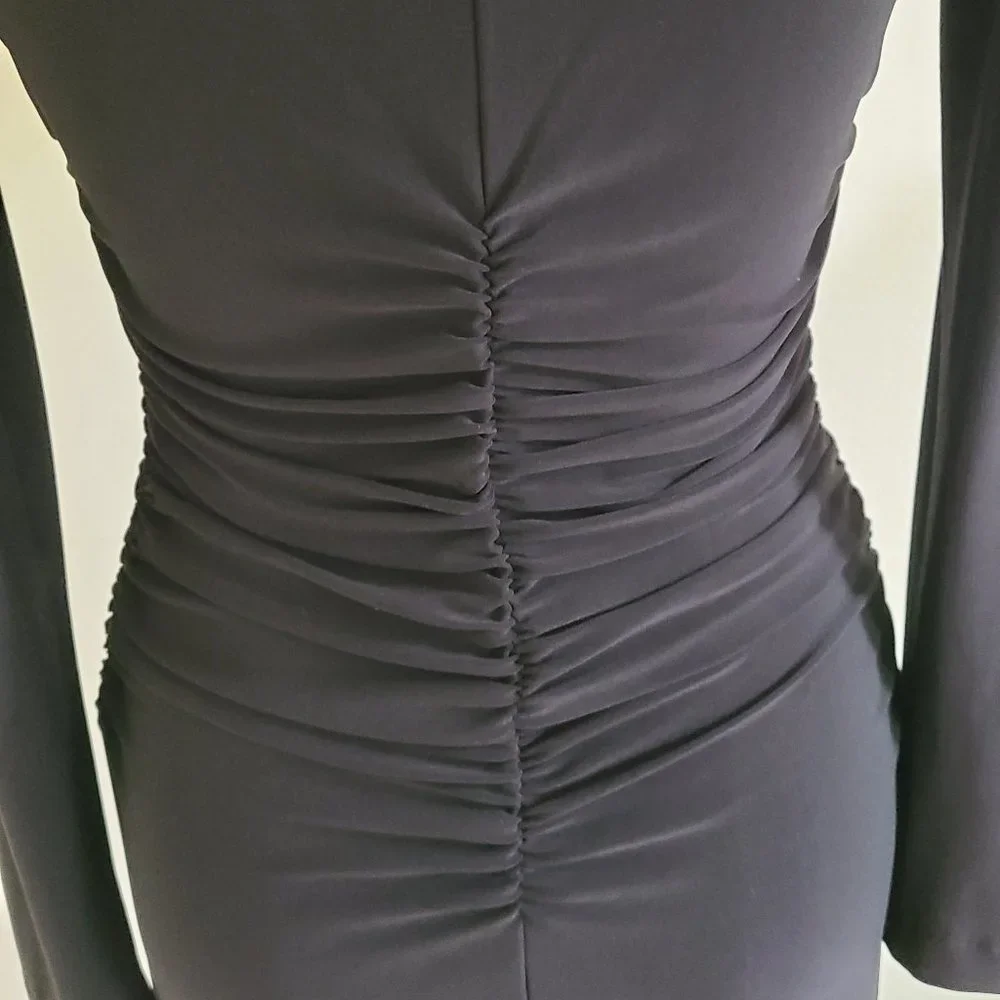 Norma Kamali Black Long Sleeve Dress - Picture 3 of 7